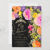 ピンクの夏のフローラ水彩写真キンセアニェラ 招待状 (正面)