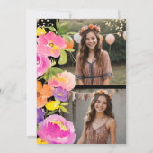 ピンクの夏のフローラ水彩写真キンセアニェラ 招待状 (裏面)