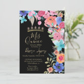 ピンクの夏のフローラ水彩写真キンセアニェラ 招待状 (スタンド正面)
