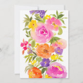 ピンクの夏のフローラ水色ブライダルシャワー 招待状 (裏面)