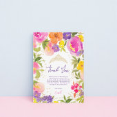 ピンクの夏のフローラ水色金ゴールドキンセアニェラ サンキューカード