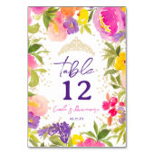 ピンクの夏のフローラ水色金ゴールドキンセアニェラ テーブルナンバー (裏面)