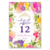 ピンクの夏のフローラ水色金ゴールドキンセアニェラ テーブルナンバー (正面)