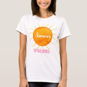 ピンクの夏の夢イエローオレンジサン Tシャツ