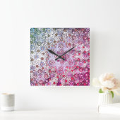 ピンクの夏の実 スクエア壁時計 (ホーム)