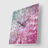 ピンクの夏の実 スクエア壁時計 (傾斜)