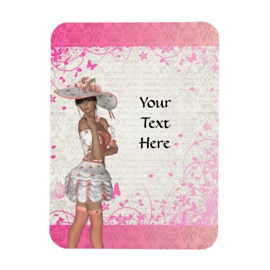 ピンクの夏の少女 マグネット (縦)