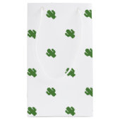 ピンクの夏の幸せな緑のサボテン スモールペーパーバッグ (裏面)