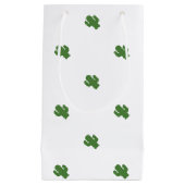 ピンクの夏の幸せな緑のサボテン スモールペーパーバッグ (正面)