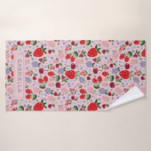 ピンクの夏の果実の花嫁のメイドパーソナライズされた バスタオル (バスタオル)