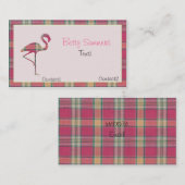 ピンクの夏の格子縞のフラミンゴの名刺 名刺 (正面/裏面)