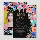 ピンクの夏の花の水彩写真 キンセアニエラ 招待状 (正面/裏面)