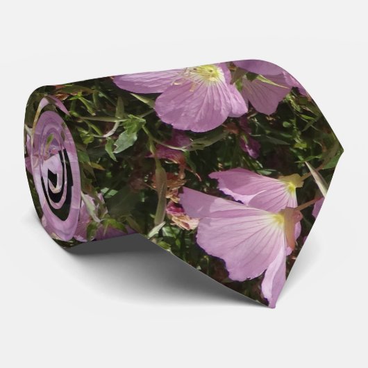 ピンクの夏の花フォトタイ ネクタイ (ロール)