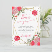 ピンクの夏の花フレーム甘い16 サンキューカード (スタンド正面)