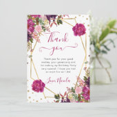 ピンクの夏の花フレーム誕生日 サンキューカード (スタンド正面)