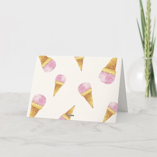 ピンクの夏スコップアイスクリームフレームベビーシャワー サンキューカード (裏面)