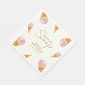 ピンクの夏スコップアイスクリームフレームベビーシャワー スタンダードランチョンナプキン (角)