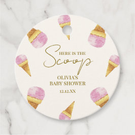 ピンクの夏スコップアイスクリームフレームベビーシャワー フェイバータグ