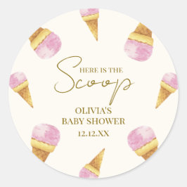 ピンクの夏スコップアイスクリームフレームベビーシャワー ラウンドシール