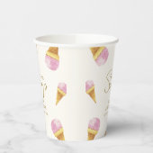 ピンクの夏スコップアイスクリームフレームベビーシャワー 紙コップ (左)