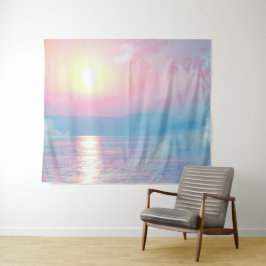 ピンクの夕日の幻想的な風景 タペストリー