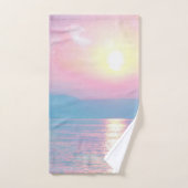 ピンクの夕日の幻想的な風景 バスタオルセット (ハンドタオル)