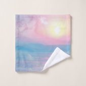 ピンクの夕日の幻想的な風景 バスタオルセット (ウォッシュタオル)