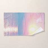 ピンクの夕日の幻想的な風景 バスタオルセット (ハンドタオル)