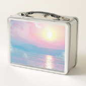 ピンクの夕日の幻想的な風景 メタルランチボックス (裏面)