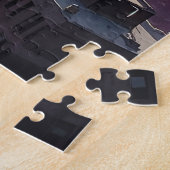 ピンクの夕焼けの街並みシーン ジグソーパズル (側面)