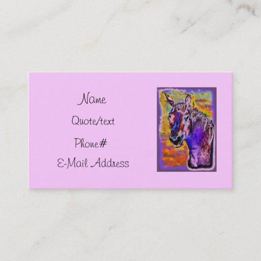 ピンクの多彩の馬 名刺 (正面)