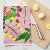 ピンクの多色のトマトの品種 キッチンタオル (四つ折り)