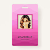 ピンクの多角形のフォトビジネスID バッジ (正面)