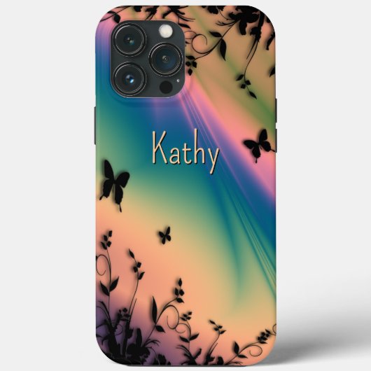 ピンクの夜明けの蝶の庭 Case-Mate iPhoneケース (裏面)