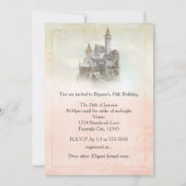 ピンクの夢のおとぎ話の物語の城の甘い16 招待状 (裏面)