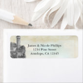 ピンクの夢のようなおとぎ話の城のストーリーブックウェディング ラベル (インサイチュ)