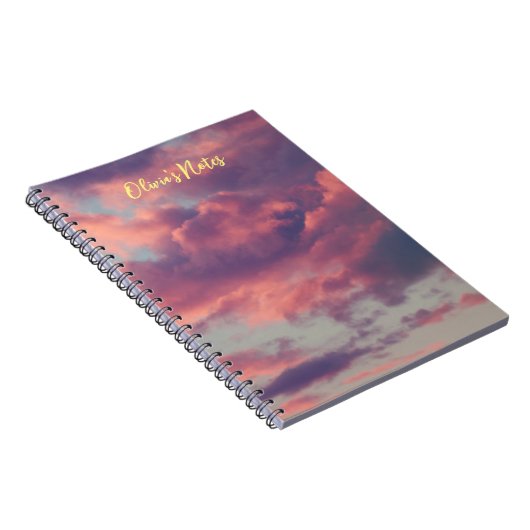 ピンクの夢のような美しい夕日の雲 ノートブック (右側)