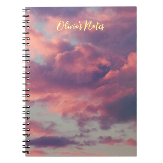 ピンクの夢のような美しい夕日の雲 ノートブック (正面)