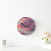 ピンクの夢のような美しい夕日の雲 ラウンド壁時計 (ホーム)