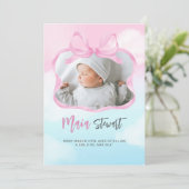 ピンクの夢の空の誕生のお知らせ 案内状 (スタンド正面)