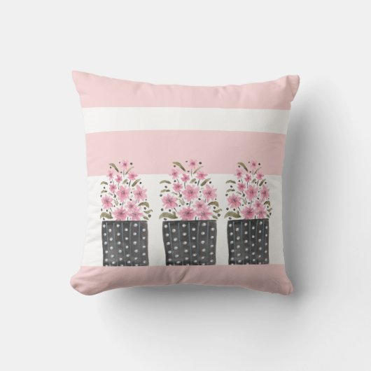 ピンクの夢をかわいい植木鉢 クッション (正面)
