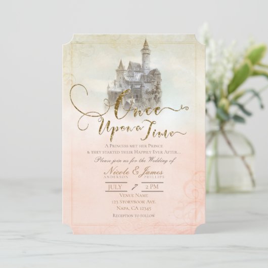 ピンクの夢物語ストーリーブックキャッスル結婚ズ 招待状 (スタンド正面)