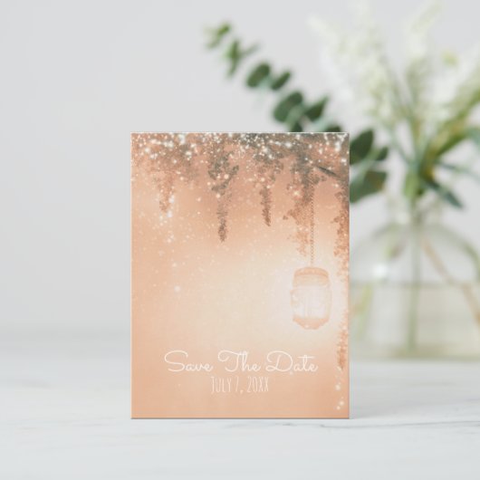 ピンクの夢素朴の森の日付を保存 案内ポストカード (スタンド正面)