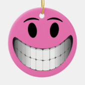 ピンクの大きいスマイルの顔 セラミックオーナメント (正面)