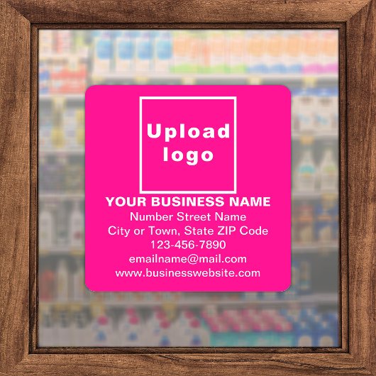 ピンクの大きい四角のビニールのビジネス情報 シール