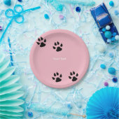 ピンクの大きい犬の足のプリント ペーパープレート (パーティー)
