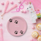 ピンクの大きい犬の足のプリント ペーパープレート (パーティー)