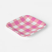 ピンクの大きなギンガムプレイドチェック ペーパープレート (傾斜あり)