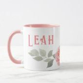 ピンクの大きな文字の名前mag水色の花 マグカップ (左)