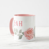 ピンクの大きな文字の名前mag水色の花 マグカップ (正面左)